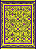 Vibrant Yellow Purple Diamond Medallion Rug