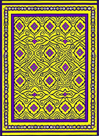 Vibrant Yellow Purple Diamond Medallion Rug