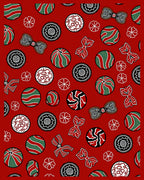 Red Green Orb Bow Medallion Spread Rug