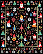 Christmas Gnomes Snowflakes Trees Square Rug