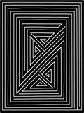 Modern Black White Geometric Inlay Rug