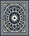 Midnight Cream Sunburst Mandala Rug