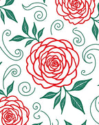 Crimson Rose Swirl Floral Collection Rug