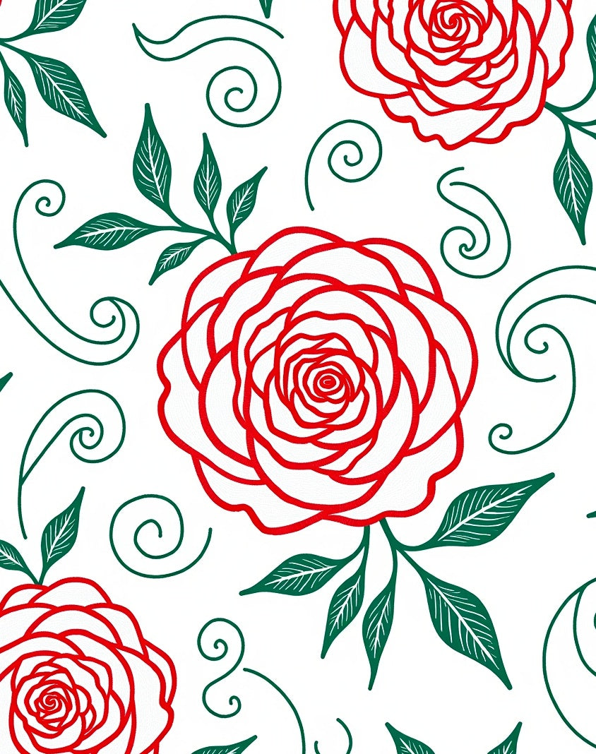 Crimson Rose Swirl Floral Collection Rug