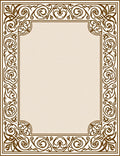 Ornate Brown Floral Border Rug