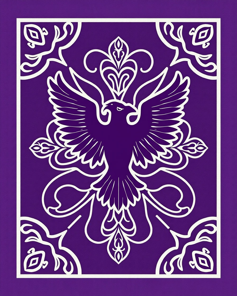 Majestic Purple Eagle Crest Artwork Rug