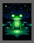 Whimsical Green Frog Night Forest Rug