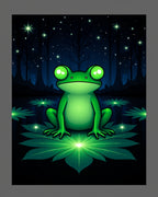 Whimsical Green Frog Night Forest Rug