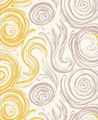 Golden Beige Swirl Botanical Rug