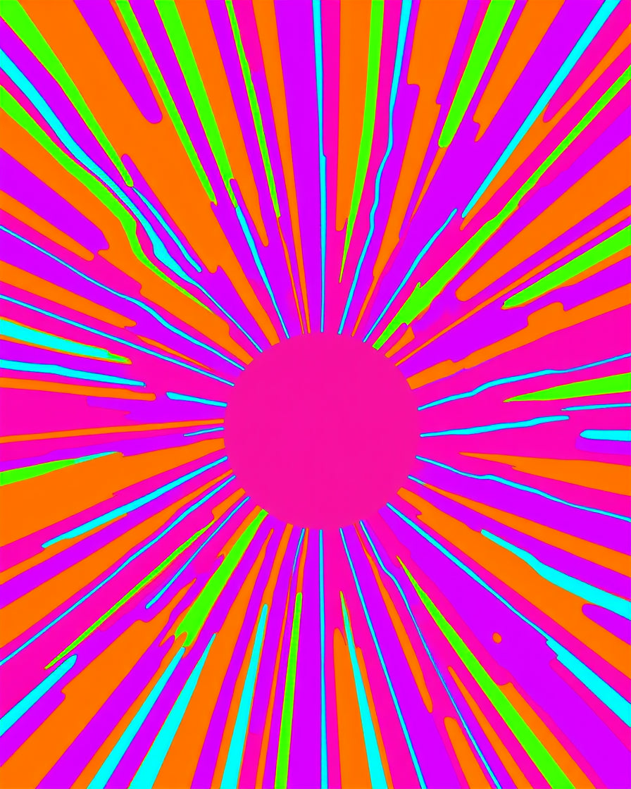 Vibrant Pink Sunburst Rays Rug