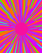 Vibrant Pink Sunburst Rays Rug
