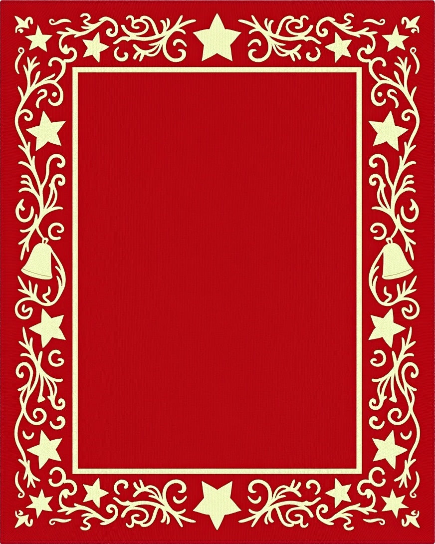 Festive Red Star Bell Border Rug
