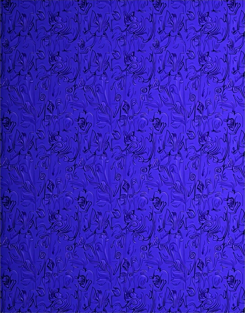 Royal Blue Abstract Floral Swirl Rug