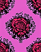 Pink Black Abstract Floral Mandala Rug