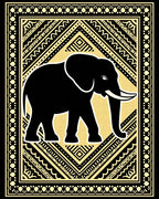 Black Elephant BORDERED Geometric BOLD Rug