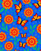 Vibrant Red Yellow Butterfly Flower Garden Rug