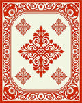 Crimson Crested Floral Frame Rug