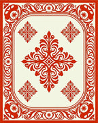 Crimson Crested Floral Frame Rug