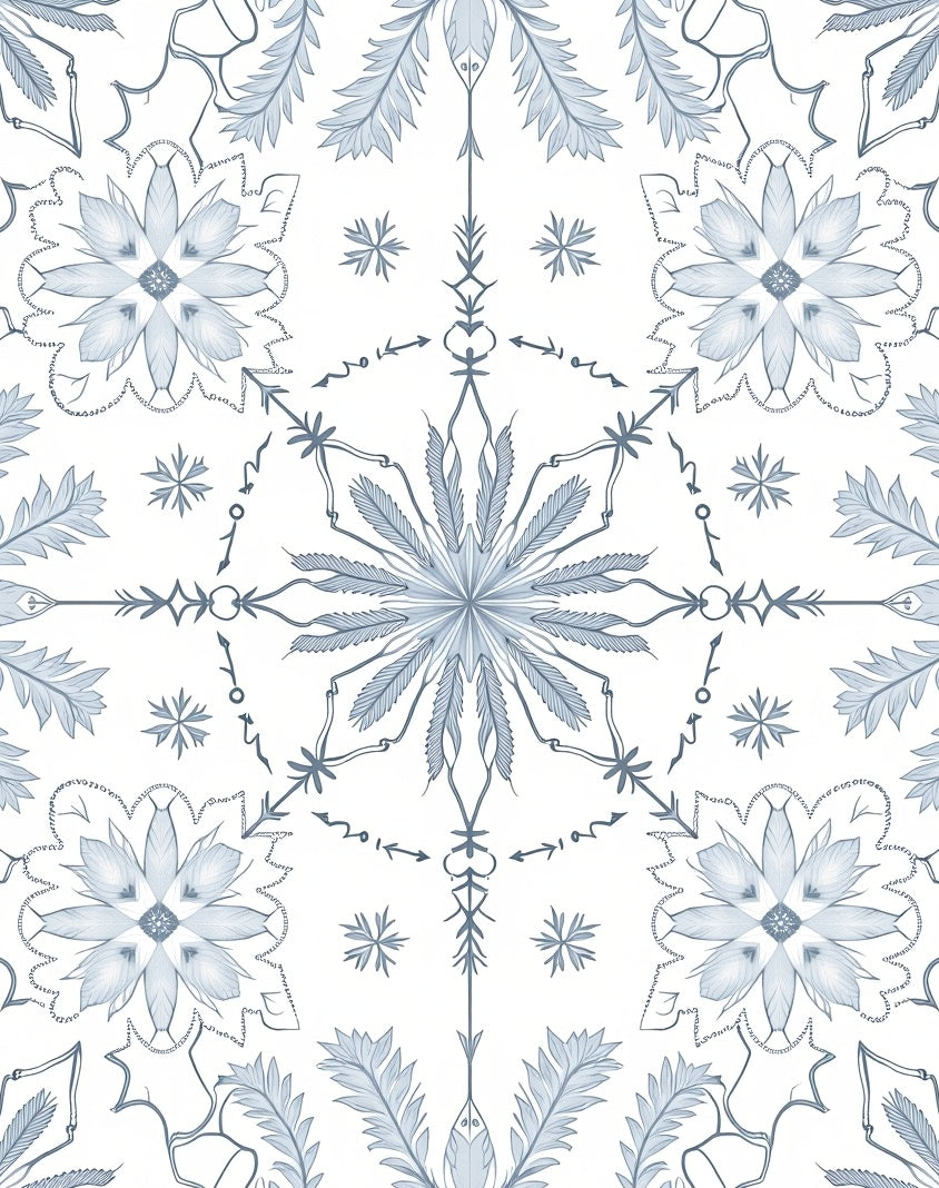 Pale Blue Floral Starburst Serene Medallion Rug