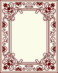 Ornate Burgundy Floral Border Rug