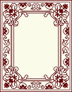 Ornate Burgundy Floral Border Rug