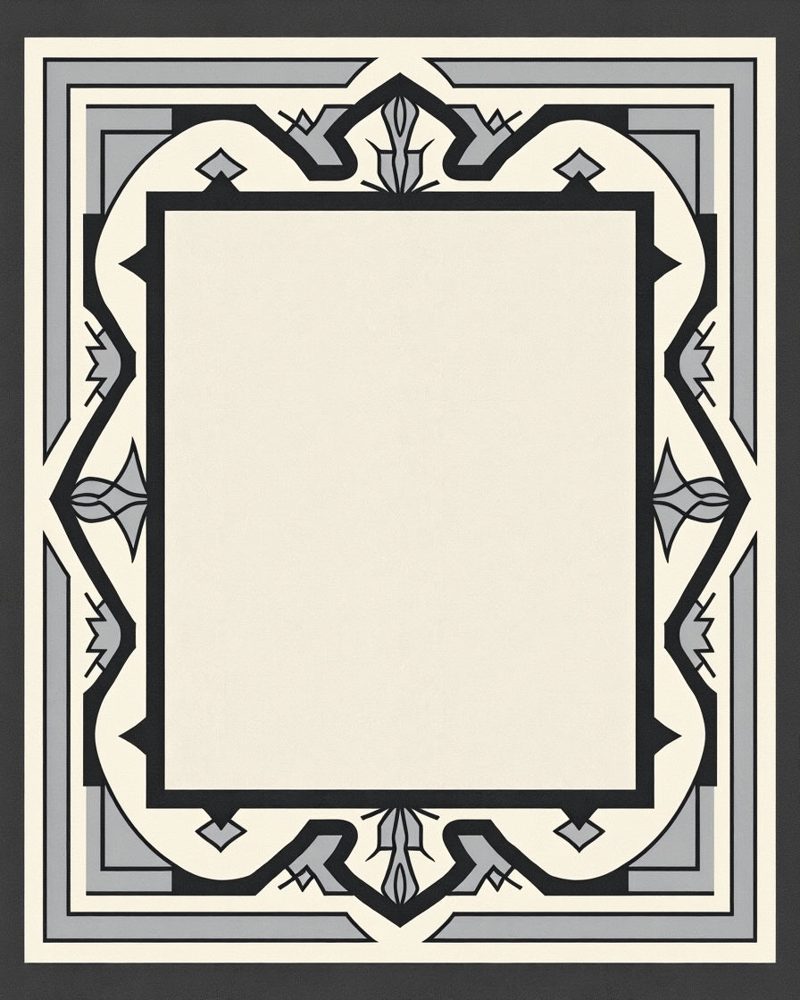 Geometric Art Deco Cream Black Gray Rug