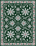 Dark Green White Red Floral Medallion Rug