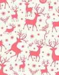 Coral Reindeer Snowflake Winter Scene Rug