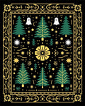 Whimsical Black Green Tree Ghost Rug
