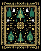 Whimsical Black Green Tree Ghost Rug