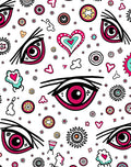 Whimsical Pink Eye Hearts and Stars Rug