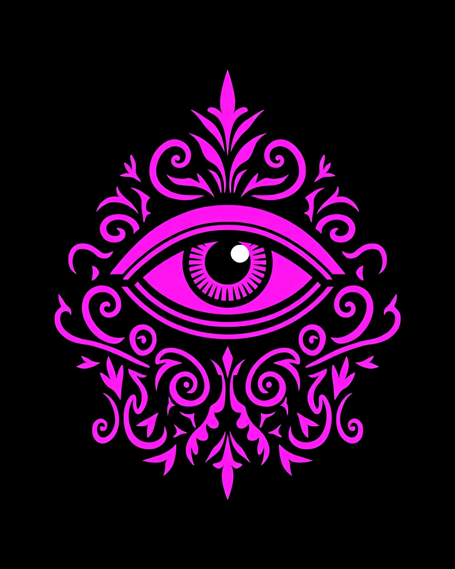 Radiant Magenta Eye Emblem Swirls Rug