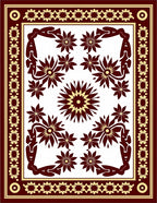Ornate Crimson Bloom Center Rug