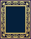 Elegant Gold Blue Floral Border Rug