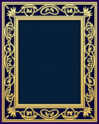 Elegant Gold Blue Floral Border Rug