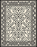 Black Geometric Border Star Motif Rug