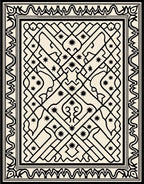 Black Geometric Border Star Motif Rug