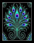 Teal Pink Peacock Feather Explosion Rug