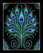 Teal Pink Peacock Feather Explosion Rug