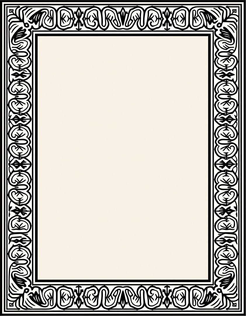 Classic Black Ivory Scroll Border Rug