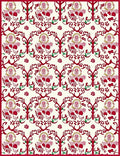 Crimson Red Floral Garland Scroll Rug