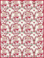Crimson Red Floral Garland Scroll Rug
