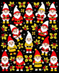 Charming Red Yellow Gnome Christmas Scene Rug