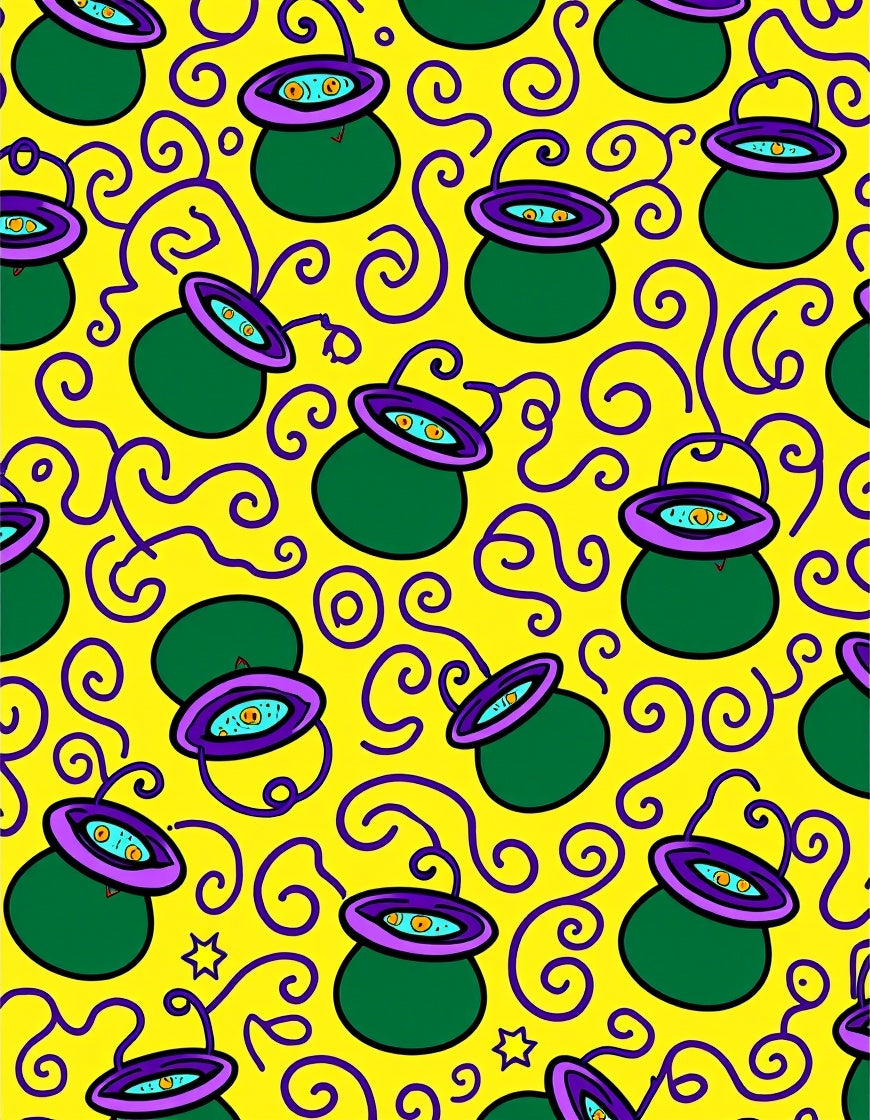 Emerald Cauldron Swirl Yellow Motif Rug