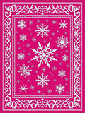 Fuchsia Snowflakes Border Medallion Rug