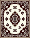Elegant Crimson Floral Medallion Border Rug