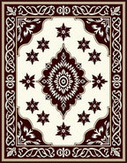 Elegant Crimson Floral Medallion Border Rug
