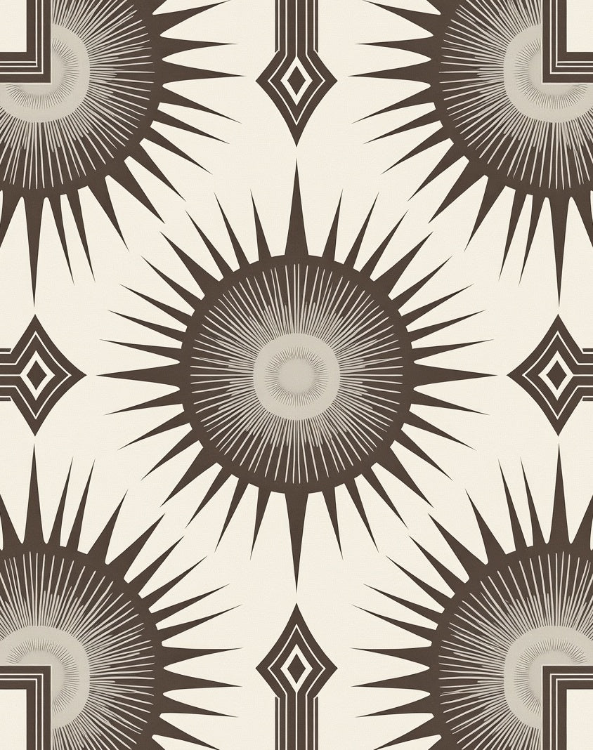 Sunburst Geo Diamond Brown Cream Rug