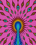 Vibrant Pink Peacock Feather Burst Rug