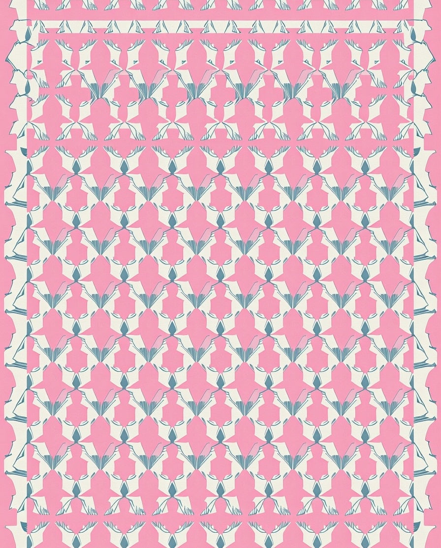 Pastel Pink Geometric Art Deco Rug